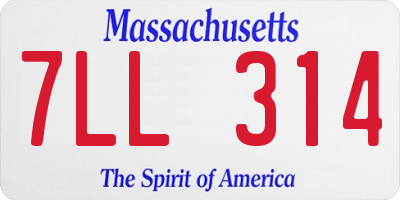 MA license plate 7LL314
