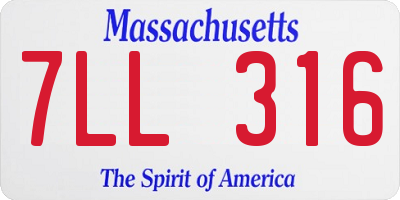 MA license plate 7LL316