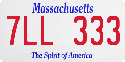 MA license plate 7LL333