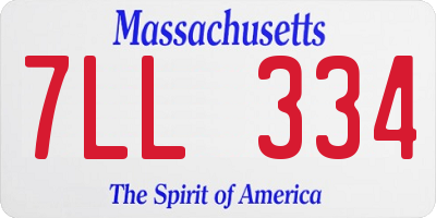 MA license plate 7LL334