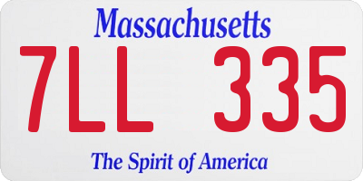 MA license plate 7LL335