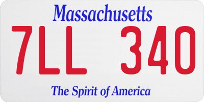 MA license plate 7LL340