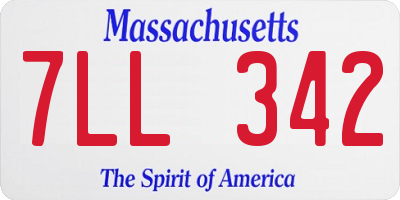 MA license plate 7LL342