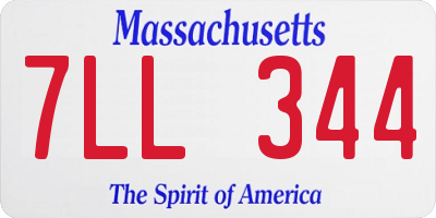 MA license plate 7LL344