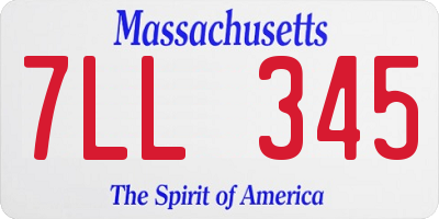 MA license plate 7LL345