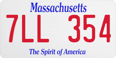 MA license plate 7LL354