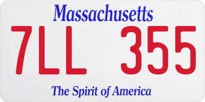 MA license plate 7LL355