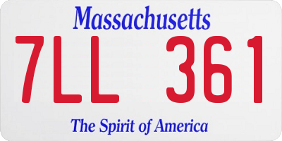MA license plate 7LL361