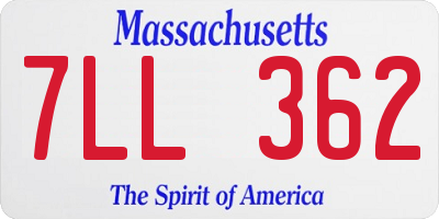 MA license plate 7LL362