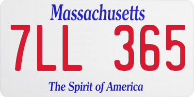 MA license plate 7LL365