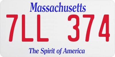 MA license plate 7LL374
