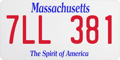 MA license plate 7LL381