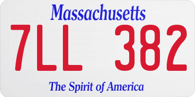 MA license plate 7LL382