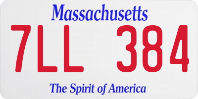 MA license plate 7LL384