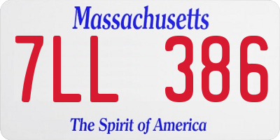 MA license plate 7LL386