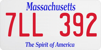 MA license plate 7LL392