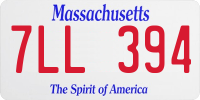 MA license plate 7LL394