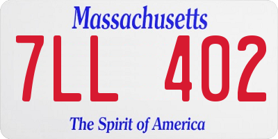 MA license plate 7LL402