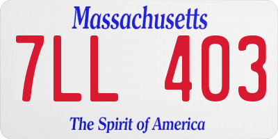 MA license plate 7LL403