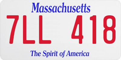 MA license plate 7LL418
