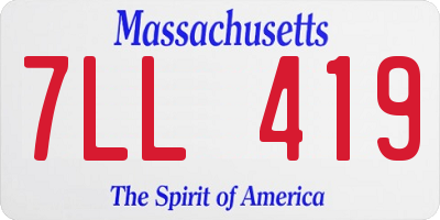 MA license plate 7LL419