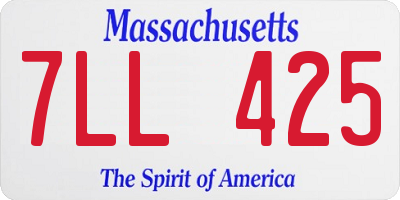 MA license plate 7LL425