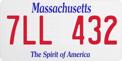 MA license plate 7LL432