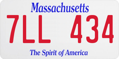 MA license plate 7LL434