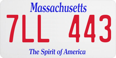 MA license plate 7LL443