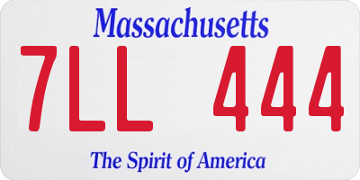 MA license plate 7LL444