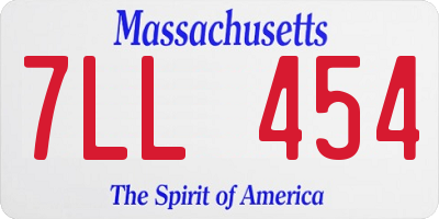 MA license plate 7LL454