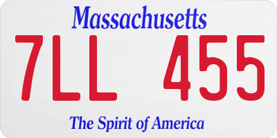 MA license plate 7LL455