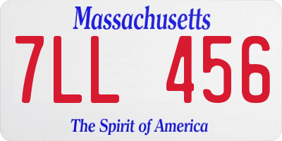 MA license plate 7LL456