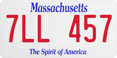 MA license plate 7LL457