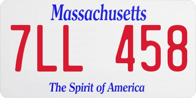MA license plate 7LL458