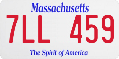 MA license plate 7LL459