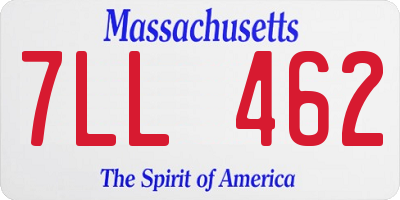 MA license plate 7LL462