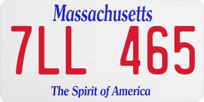 MA license plate 7LL465