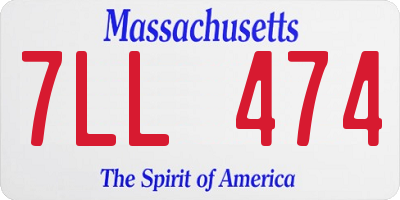 MA license plate 7LL474