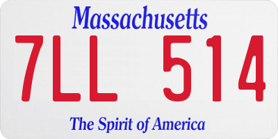 MA license plate 7LL514