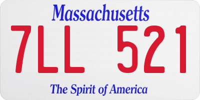 MA license plate 7LL521
