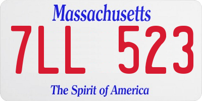 MA license plate 7LL523