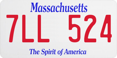 MA license plate 7LL524