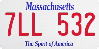 MA license plate 7LL532