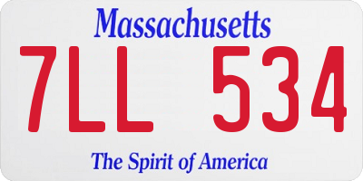 MA license plate 7LL534