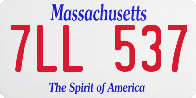 MA license plate 7LL537