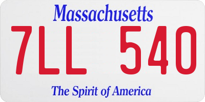 MA license plate 7LL540