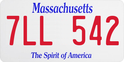 MA license plate 7LL542