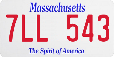 MA license plate 7LL543