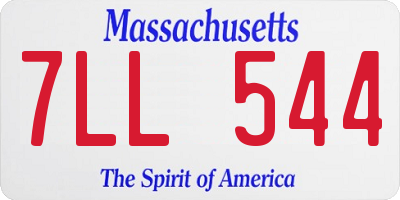 MA license plate 7LL544